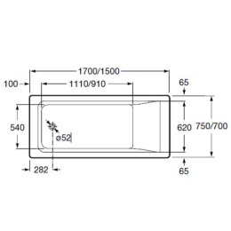 Акриловая ванна 150x70 Roca (ZRU9302904), прямоугольная