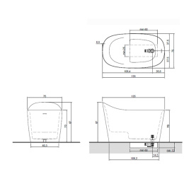 Фото Antonio Lupi Mastello MASTELLO Ванна отдельностоящая 135х75хh87 см, с донным клапаном (хром), сифоно