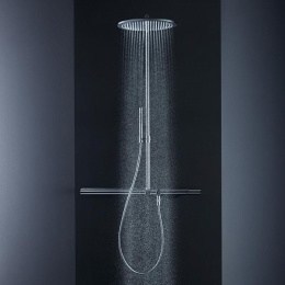 Душевая система Axor Showerpipe 27984820, с термостатическим смесителем, шлифованный никель