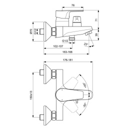 Смеситель Ideal Standard Cerafine D для ванны с душем, серый жемчуг, BC494U8