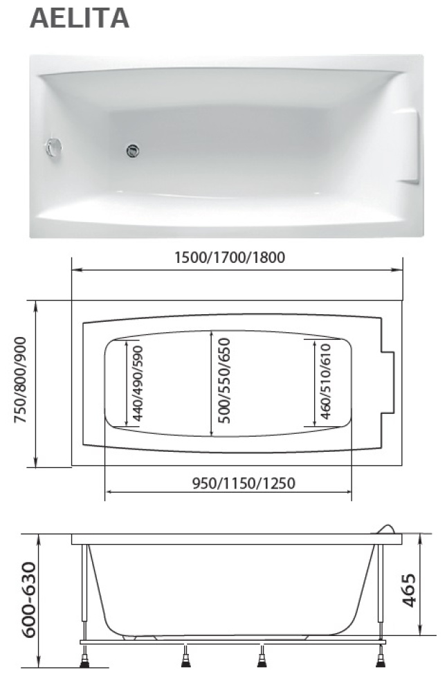 Акриловая ванна 170x90 Marka One (01аэ1790)