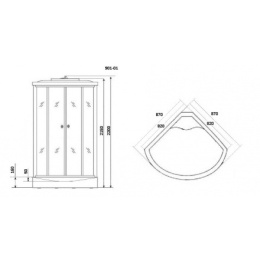 Душевая кабина 90x90x220 Niagara (NG-901-01) акрил, Поддон низкий