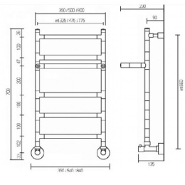 Полотенцесушитель водяной Margaroli Sereno 487/M, 4874754GO, золото