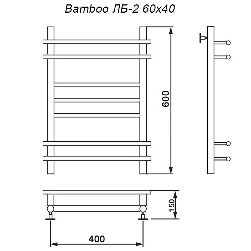 Полотенцесушитель водяной Ника Bamboo ЛБ2 ЛБ 2 60/40