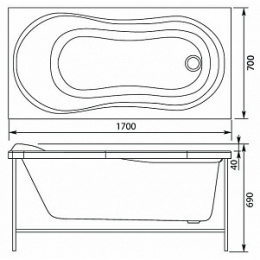 Акриловая ванна 170x70 Aquanet (00169199), Гидромассаж: нет