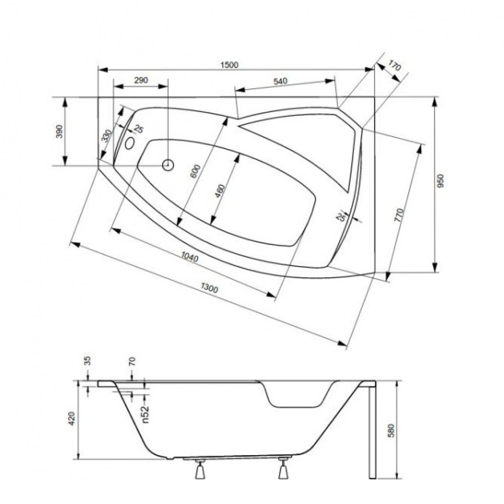 Акриловая ванна 150x95 Besco (WAR-150-NP)