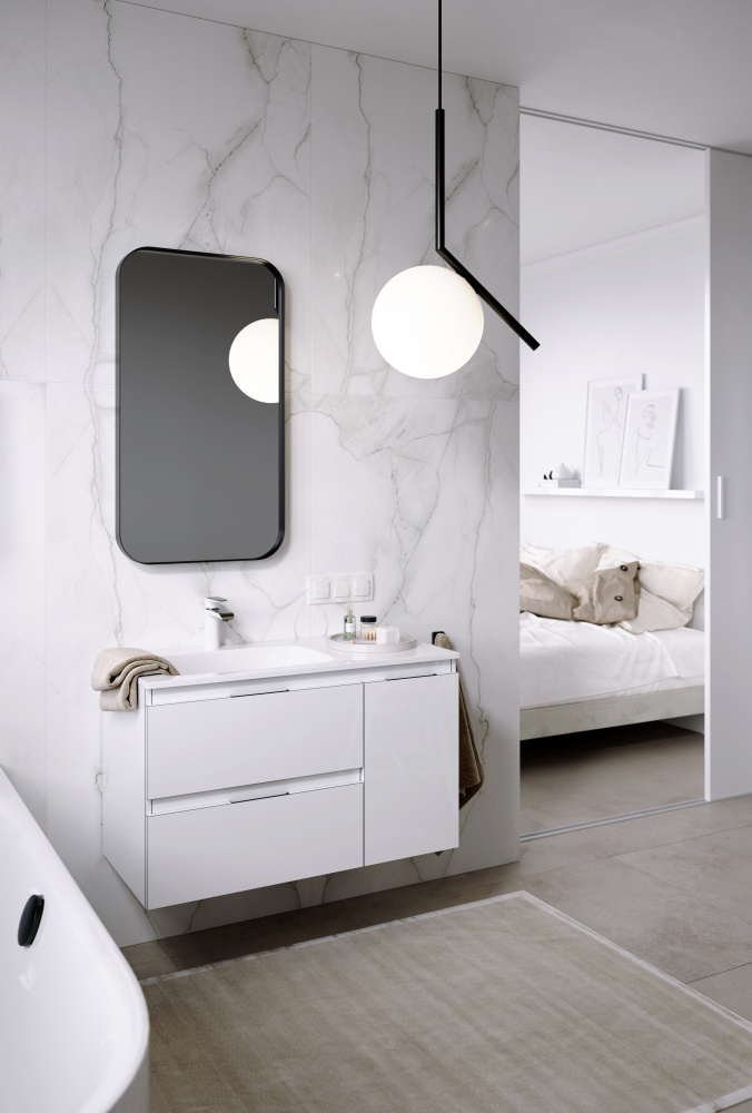 Фото Тумба под раковину Aqwella Accent 90 L ACC0109LW подвесная Белая