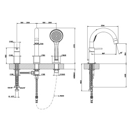 Смеситель для ванны Gessi Emporio Via tortona (18637#149) Finox