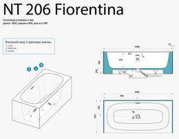 Ванна из искусственного камня NTBagno Fiorentina NT206, 180 х 80 см