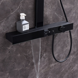 Душевая стойка Black&White Gravity GH-9005-MB с термостатом, черная матовая