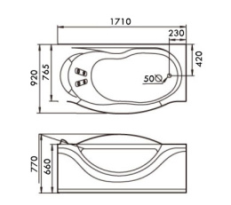 Фото Акриловая ванна 171x92 Gemy (G9072 B R), прямоугольная
