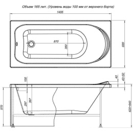 Акриловая ванна 150x70 Aquanet (00244924), прямоугольная