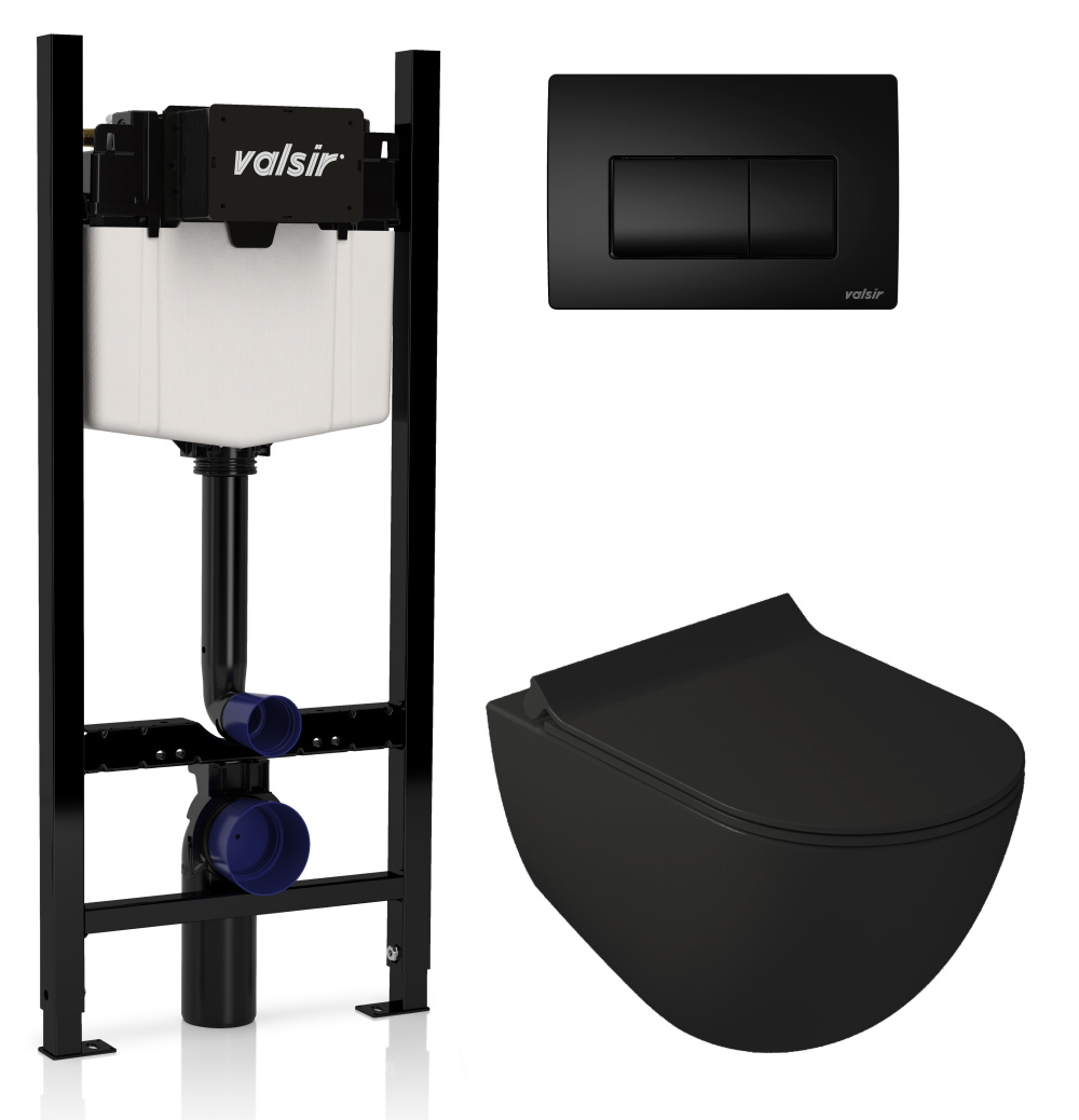 Комплект унитаза с инсталляцией Valsir Dream KIT VSBM 7317NEMT Slim P1 с сиденьем Микролифт и Черной