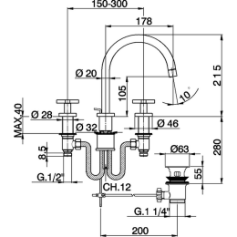 Смеситель для раковины Cisal Barcelona Quad BQ00107021, хром