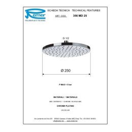 Remer 356MD25X Душевая головка с шарнирным соединением 25см