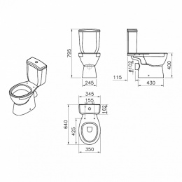 Унитаз компакт Jacob Delafon July E24541RU-0 с бачком без сиденья
