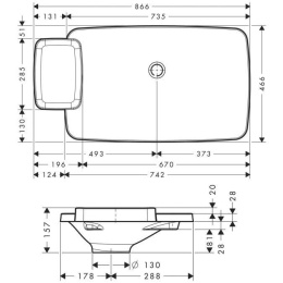 Hansgrohe Axor Bouroullec 19945000 Встраиваемая раковина (белоснежный)