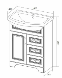Фото 1Marka У94488 Тумба Прованс New 65Н 3в.я. 1д. Белый глянец