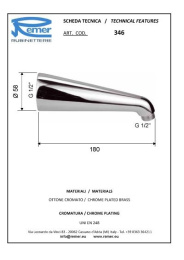 Фото Remer 34620 Кронштейн для верхнего душа 180 мм (хром)