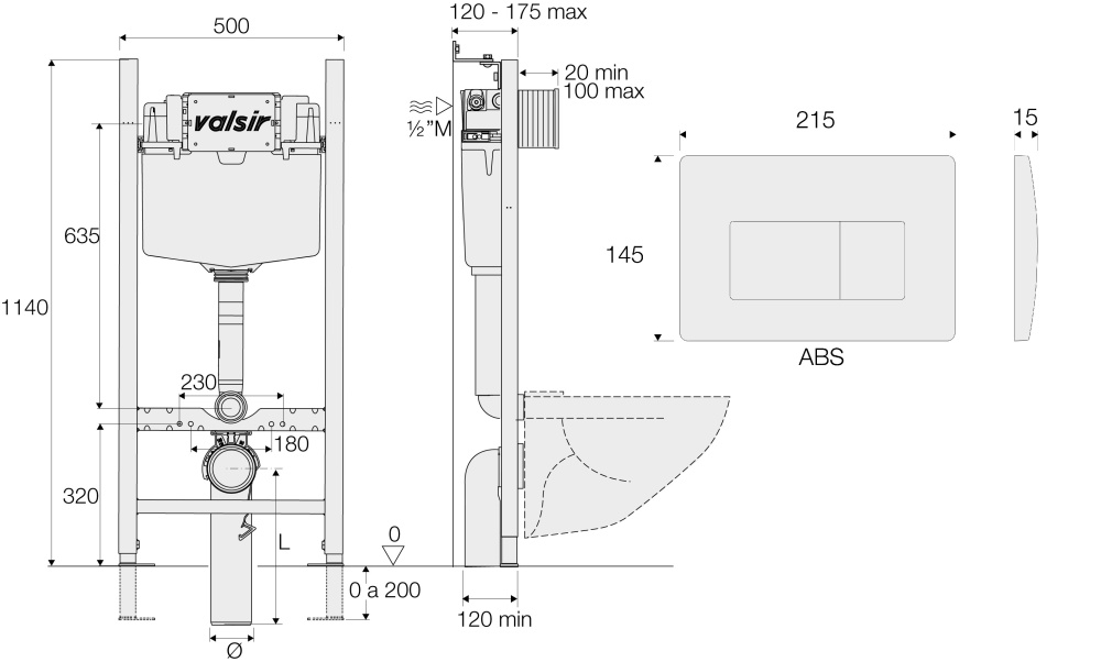 Фото KIT P1 CrM VS0853202 Комплект инст.для унит. WINNER S BLOCK H1140 D.90/110MEC, клавиша P1, ABS,матов