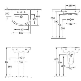 Раковина 71145501 VILLEROY&BOCH SUBWAY 2.0, 550х460 мм
