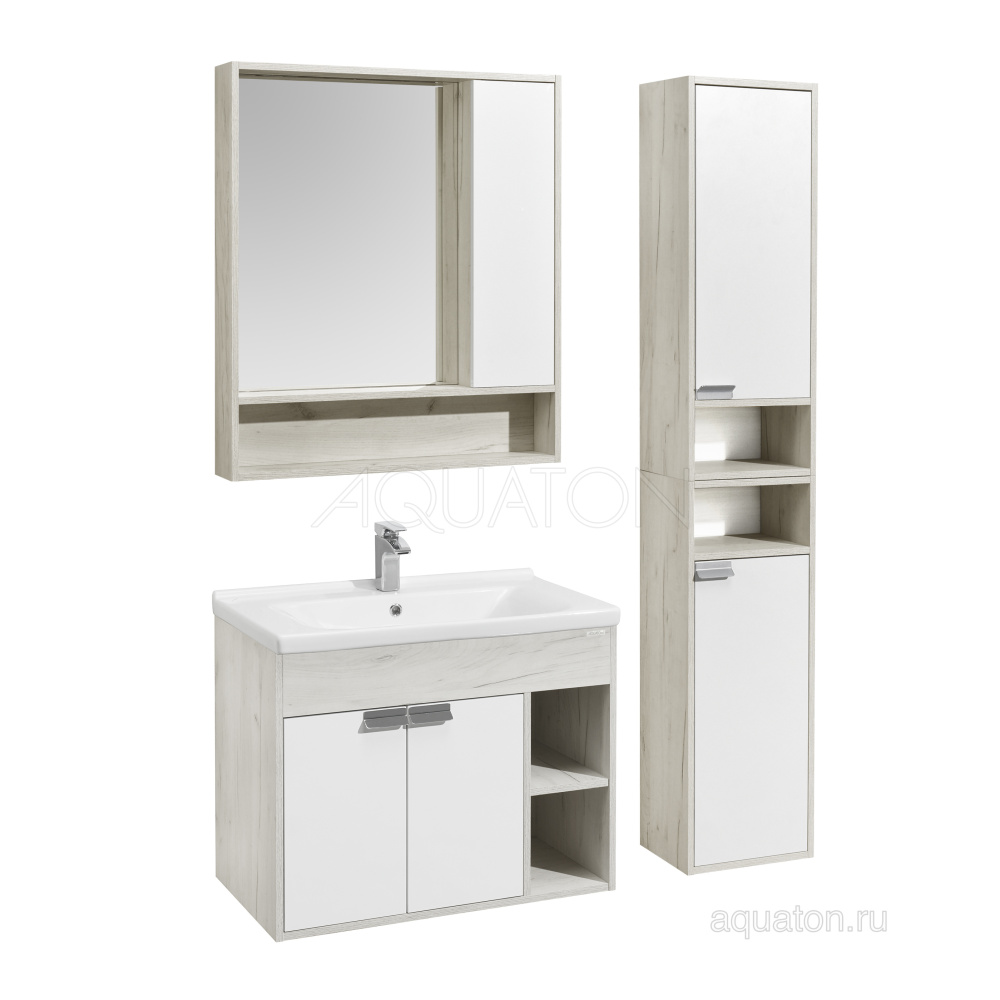 Шкаф - колонна Aquaton Флай 1-створчатый белый, дуб крафт правый 1A237903FAX1R