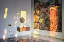 Тумба подвесная Laufen Sonar 4.0542.4.034.040.1 118 см под 2 раковины-чаши 8.1234.0/1/2/3, вырезы сл