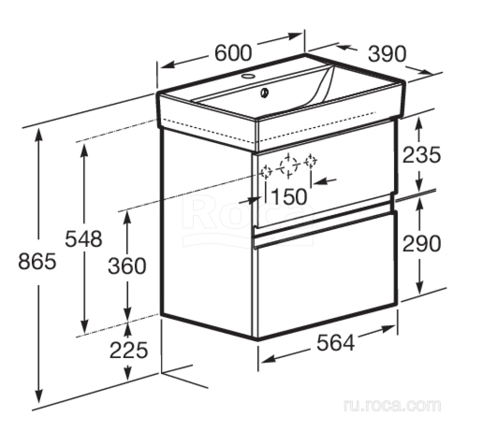 Фото Тумба под раковину Roca Oleta (A857639806) белый глянцевый