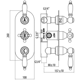 Термостатический смеситель для ванны TS994/12DOoro Termostatici GATTONI
