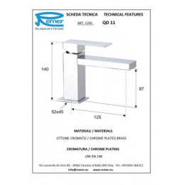 Фото Смеситель для раковины Remer RR QD11 NPO матовый полир. никель