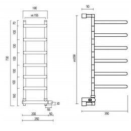 Полотенцесушитель электрический Margaroli Sole (Соле) 585 BOX, 58547CRNB