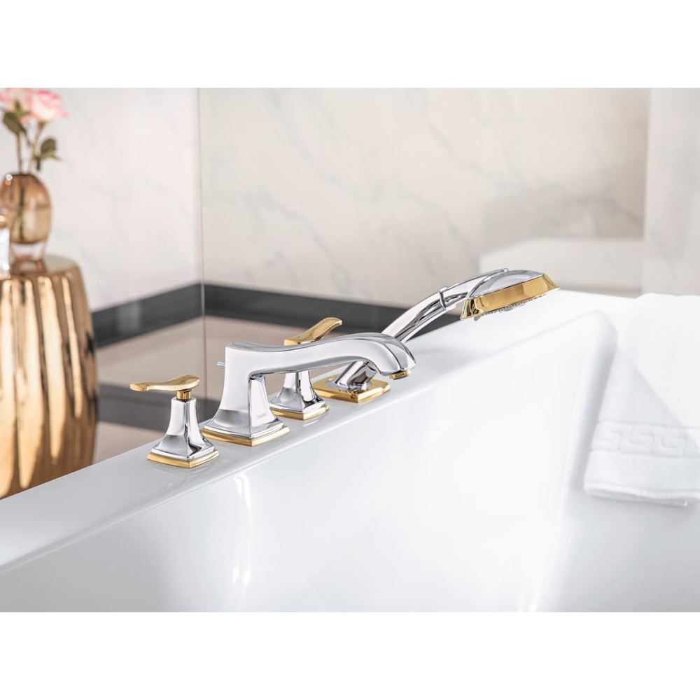 Смеситель на борт ванны на 4 отверстия 31441090 Hansgrohe Metropol Classic (хром, золото)