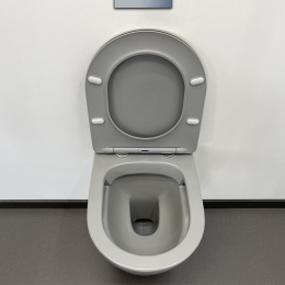 Унитаз подвесной 105MH безободковый, сиденье дюропласт softclose тонкое, быстросъёмное (светло серый