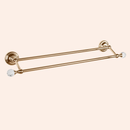 Держатель полотенца TW Crystal 012, полотенцедержатель двойной 60см, цвет: золото с кристаллом (swarovski)