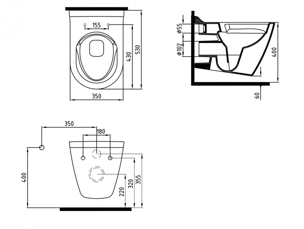 Фото Подвесной унитаз Bien Mineral MNKA052N1VP0W3000 35 x 53 x 32 см безободковый, сиденье Soft Close, бе