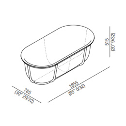 Agape Cuna AVAS1079GE Ванна отдельностоящая 165x78.5x52 см, с черной металлической структурой, цвет: