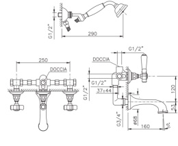 Фото Смеситель Nicolazzi Tradizionale 1403 GB 78 для ванны/душа, гальваническое золото