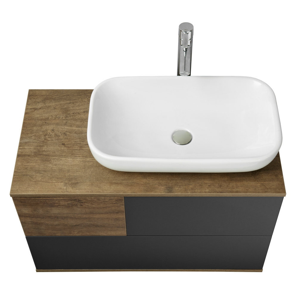 Фото Тумба под раковину Aquaton Терра 85 дуб кантри, антрацит 1A247201TEKA0