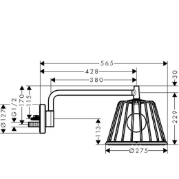 Axor LampShower 26031340 Верхний душ 1jet, с держателем, цвет: шлифованный черный хром