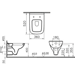 Инсталляция Geberit с унитазом Vitra S20 5507B003-0101, сиденье микролифт Vitra S20 (458.124.21.1/55