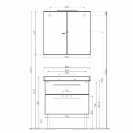 Тумба под раковину Villeroy & Boch 2Day2 75 см (A98000WB)