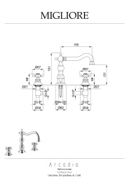 Фото Migliore Arcadia 18383 Смеситель для раковины на 3 отв, бронза