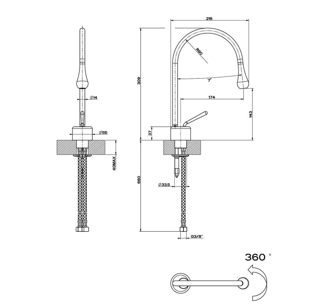 Смеситель для раковины Gessi Goccia (33601#031) хром
