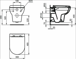 Инсталляция Ideal Standard Prosys Frame 120 M R020467 с унитазом Ideal Standard Exacto Rimless безоб