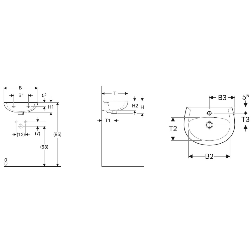 Geberit Renova 273040000 Раковина, подвесная