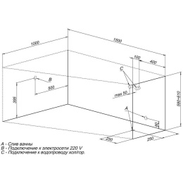Акриловая ванна 150x100 Aquanet (00210270), прямоугольная-асимметричная