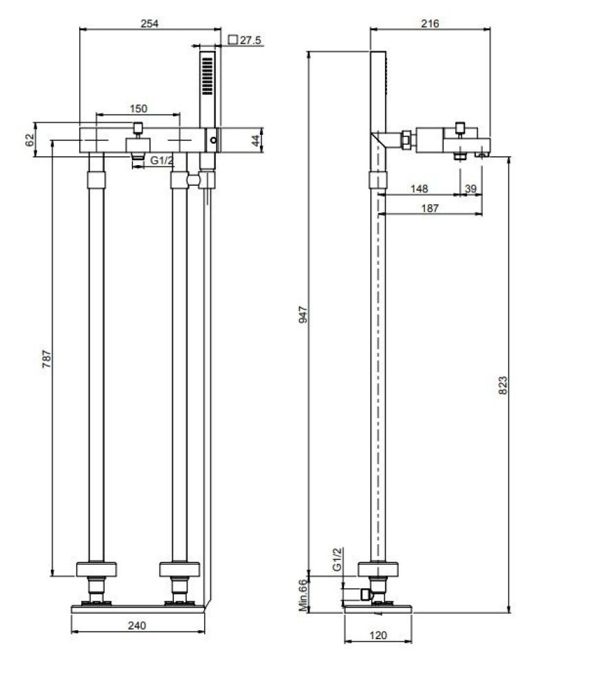 FIMA Carlo Frattini BRICK F3504/4CR Напольный смеситель для ванны