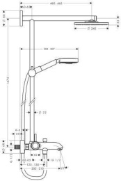 Душевая система 27102 000 Hansgrohe Raindance Showerpipe 240