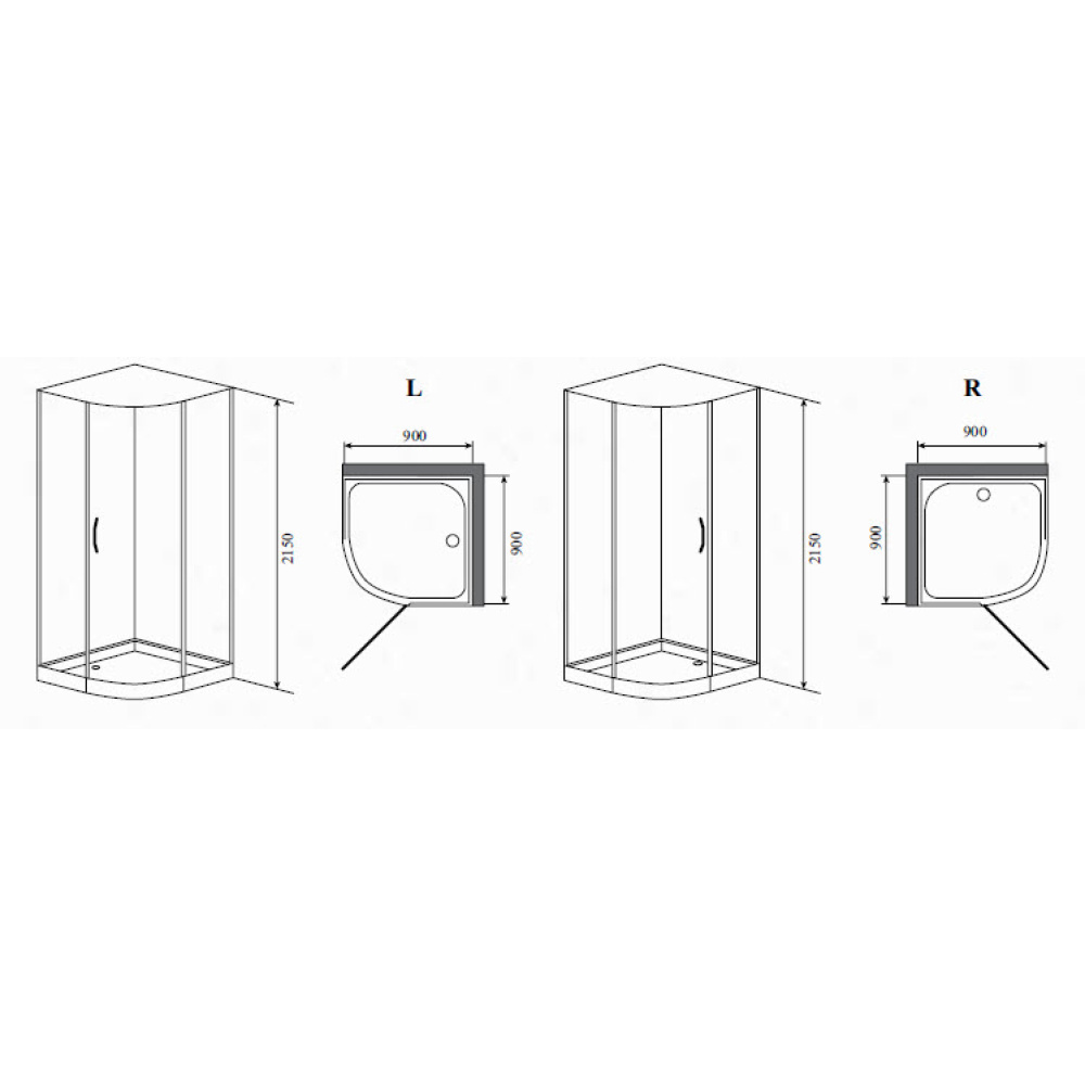 Душевая кабина 90x90x215 Timo (H-506)