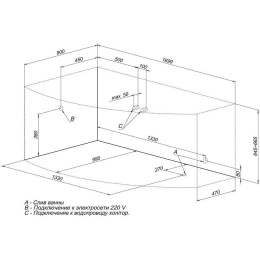 Акриловая ванна 170x90 Aquanet (00204039), асимметричная